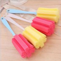 厨房用玻璃杯刷耐用清洁刷奶瓶刷子加长洗杯子茶杯刷长柄海绵刷家 3个装[颜色随机]