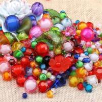 手工diy儿童串珠玩具益智制作材料包女孩手链脚链项链女童穿珠子 珠中珠混色一斤送鱼线弹力线
