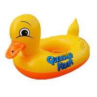 卡通儿童游泳圈充气加厚鳄鱼泳圈坐圈腋下圈 宝宝戏水玩具浮圈 把手小黄鸭坐圈(适合0-4岁) 送打气筒