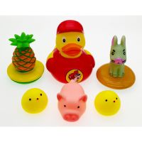 宝宝洗澡玩具捏捏叫喷水小船大黄鸭婴儿童过家家玩软萌戏水小鸭子 6只过家家