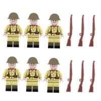 兼容乐高积木军事人仔男孩小人乐高匹配玩具儿童益智拼装男孩拼图 日军6人6枪