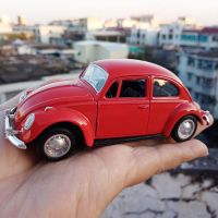 儿童仿真合金车模1:32老爷车甲壳虫小汽车模型双开门回力男孩礼物 红色1:32(无声光)