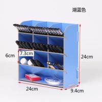 金属网格多功能办公文具收纳架笔架马克笔画笔收纳架子画室彩笔篮 木质蓝色