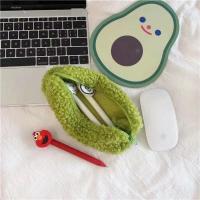 ins少女心毛绒笔袋学生女生大容量化妆高颜值简约羊羔毛收纳包女 小号绿[15*6cm小号] 关注店铺优先发货