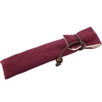 双层棉麻布艺笔袋单支钢笔袋文艺复古檀木黄铜笔保护套中国风手工 紫红色