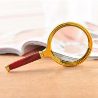 高倍阅读放大镜高清老人学生儿童倍镜带灯20倍10倍30倍便携式手持 10倍仿红木80MM不带灯+擦镜布