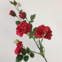 仿真玫瑰月季花卧室客厅装饰布艺绢花冰山假花软装室内摆设花卉 红色