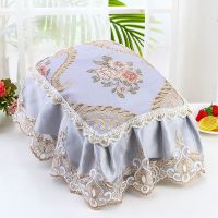 田园椭圆形电饭锅罩多功能欧式盖巾布艺蕾丝电饭煲家用盖布防尘罩 花蕊灰色 长37cm宽28cm高16cm