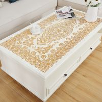 塑料PVC烫金桌布茶几垫防油防烫免洗欧式台布长方形餐桌垫子盘垫 富贵花开烫金 40*80cm