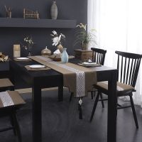 新中式棉麻简约现代桌旗禅意中国风布艺茶几电视机柜桌布桌旗布艺 深棕色 纸巾盒套(一个)