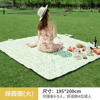 春游户外便携野餐地垫防水防潮ins网北欧风野餐必备用品布垫神器 大号绿圆圈195*200cm