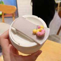 阿斯随手杯便携式咖啡杯带吸管水杯女学生玻璃杯带盖耐高温ins杯 米色 玻璃水杯370ml