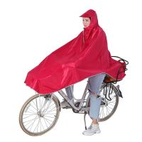 电动车雨衣男女款学生成人防暴雨高档连体全身摩托车雨披加大加厚 自行车款-牛津-布帽檐-红色