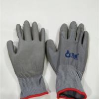 12双装百盛PU乳胶涂掌涂指薄款尼龙耐磨防滑涂胶工作劳保手套 12双灰色PU手套 小码-小手女士带
