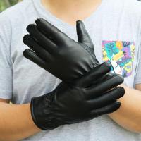 厂家直销皮手套男女情侣款秋冬兔毛球触屏保暖骑车加绒防风棉手套 特价PU男