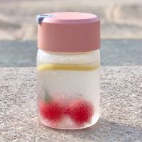 创意水纹小巧女学生玻璃杯可爱清新韩版小容量水杯个性提绳杯子女 粉色260毫升