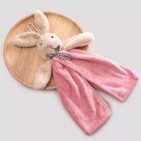 可挂式珊瑚绒擦手巾可爱兔头厨房清洁珊瑚绒擦手巾两条装 粉色 一条装