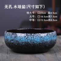 无孔大号水仙花盆陶瓷无孔铜钱草/一叶莲/碗莲盆多肉拼盘水培花盆 水培兰花釉单个 中等