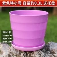 塑料花盆批发加厚盆栽多肉绿箩花盆托盘塑料树脂彩色花盆特价清仓 紫色 送托盘 小号[口径11cm]5个