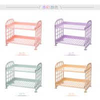 家用创意二层镂空置物架塑料化妆品桌面整理架厨房调味瓶置物架 粉色