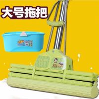 好太太拖把海绵家用吸水木地拖地板懒人拖把头平板大小号洗车拖把 青草绿 二排轮 38CM 共1个头