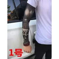 纹身袖套男花臂防晒冰丝手臂套袖女士夏季骑行开车无缝冰爽袖护臂 1号[拍一件发一对再送2串佛珠] L
