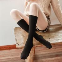 假两件小腿中筒过膝袜女日系可爱上肤下黑春秋薄款拼接打底连裤袜 假小腿连裤袜黑色