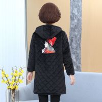 加绒加棉加厚羽绒服罩衣成人女加长款过膝冬季长袖工作服男女护衣 黑色[后背刺绣] 均码