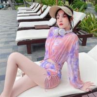 2021新款时尚泳衣女三件套遮肚显瘦保守学生外贸韩国ins温泉泳装 82130粉色 S（建议75-90斤）