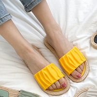 时尚拖鞋女夏季外出2021新款潮休闲百搭居家防滑凉拖鞋平底沙滩鞋 黄色B款 40-41码[适合39-40脚]