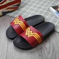 新款条纹秋冬拖鞋男女夏时尚凉鞋百搭软底洗澡室内外凉拖简约舒适 酒红色W金边一字拖 36[适合34-35]