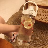 带吸管大容量喝水杯男女学生夏天用潮流塑料杯子户外便携式水瓶壶 纯净版带刻度[白1500毫升] 杯子