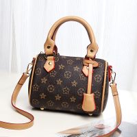 包包2021新款女包夏季小包包时尚百搭手提单肩斜挎包波士顿枕头包 老花杏色 中号