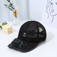 风扇帽子夏季男女成人USB充电带风扇网帽透气遮阳防晒户外沙滩帽 透气网帽黑色 普通款充电可用5-8小时左右