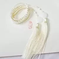 花记琉璃多色可选宫绦莲花平安扣腰佩带汉服中国古风发带头饰情侣 米黄 1.6米