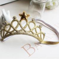 韩国儿童发饰婴儿安全发带女宝宝百天满月周岁生日皇冠头饰品[8月12日发完] 金色