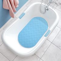 儿童洗澡垫 宝宝浴盆防滑垫浴缸游泳馆硅胶垫婴儿母婴店澡盆垫子 浅蓝 硅胶42cm*25cm