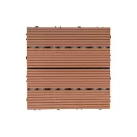 塑木木塑防腐地板户外庭院地板园林阳台DIY塑木地板小地板 特价-槽纹直条红色300*300mm