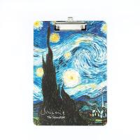 梵高a4文件夹板 复古文艺多功能书写板夹垫板学生用写字板签字板 梵高1