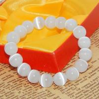 女神必备多种颜色可选,猫眼石手链女简约时尚百搭韩版女手串手饰 白色 6mm/儿童款