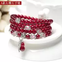 水晶石榴石手链葫芦多圈情侣饰品黑曜石佛珠手串ins超仙小众设计 A款