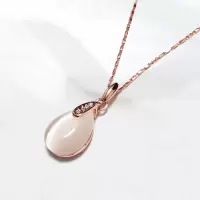 玫瑰金项链女学生韩版简约四叶草爱心猫眼石吊坠女锁骨链生日礼物 1#玫金水滴猫眼简洁款