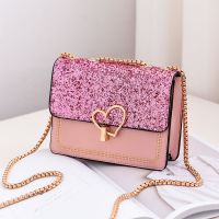[富贵鸟]新款单肩斜跨包小方包女2021夏季时尚韩版百搭链条包潮 粉色