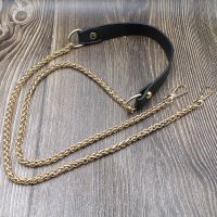 包包链条配件减压带单肩斜跨女士挎包包带子手提金属单买五金灯笼 浅金色灯笼链+黑皮 总长60厘米(适合腋肩)