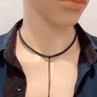 皮绳项链绳男士挂脖吊坠绳高档挂件绳男黑色绳子翡翠玉手工编织粗 45厘米适合140斤以内