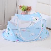 可折叠小兔婴儿防蚊蚊帐加密便携式纹帐宝宝蚊帐罩0-3岁 小兔蓝 送棉枕 音乐包