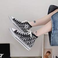 帆布鞋女学生高帮夏季女鞋2021新款韩版百搭炸街鞋子女夏天穿透气 黑色 24小时发货 35 标准码