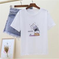 单/套装2021新款学生短袖女热裤两件套T恤女学生韩版宽松牛仔短裤 219白T恤(单件) M 建议80-100