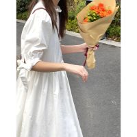 茶歇法式复古温柔风梗桔连衣裙森系初恋可甜可盐小个子连衣裙女 白色 [收藏关注店铺优先发货] S [70-95]