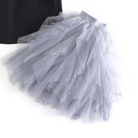 女童套装裙子两件套夏装2021新款洋气儿童半身裙公主裙超仙蓬蓬纱 灰纱裙 100